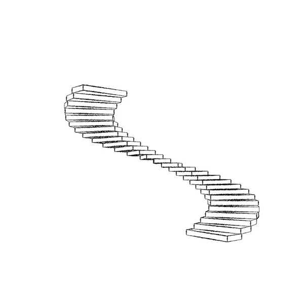 Spiral staircase. Isolated on white background. Sketch illustrat — Stock Photo, Image