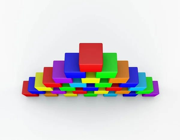 Pyramide aus Spielzeugbausteinen. 3D-Darstellung. — Stockfoto