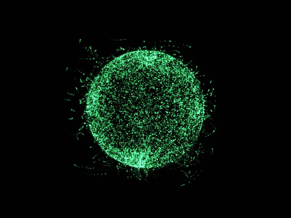 Abstraktní koule částic. Izolované na černém pozadí. DIGI — Stock fotografie
