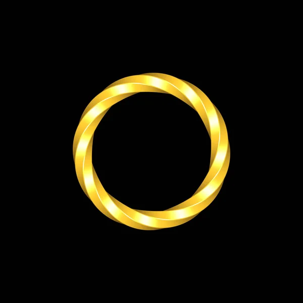 Zkroucený kovový prstenec. Izolované na černém pozadí. 3D renderin — Stock fotografie