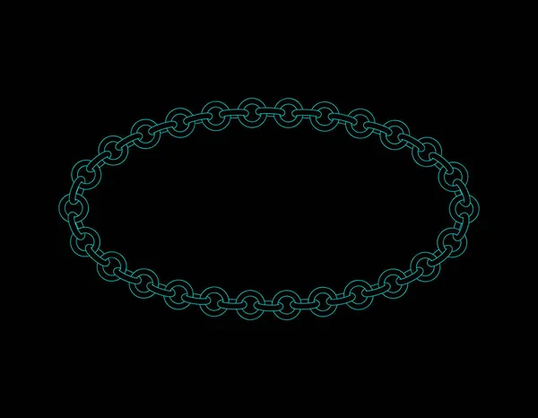 Marco de cadena. Oval.Aislado sobre fondo negro.Esquema vectorial il — Vector de stock