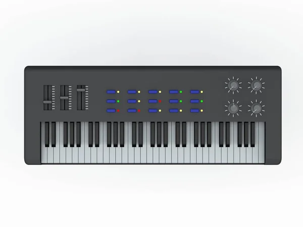 Synthesizer. Geïsoleerd op een witte achtergrond. 3D rendering illustra — Stockfoto