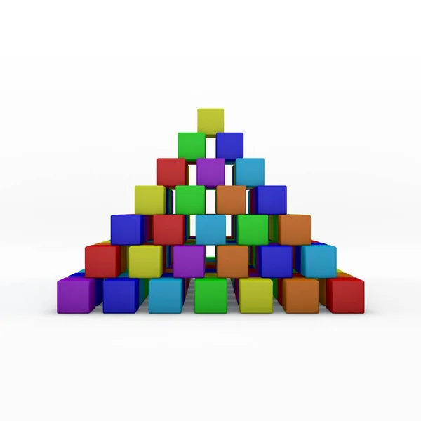 Pyramide aus Spielzeugbausteinen. 3D-Darstellung. — Stockfoto