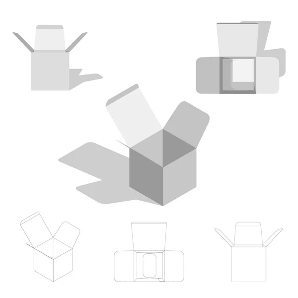 Conjunto de cajas abiertas. Aislado sobre fondo blanco.3d Vector illustrat — Archivo Imágenes Vectoriales