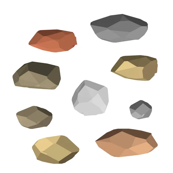 Juego de piedra poligonal. Aislado sobre fondo blanco. Vista superior . — Vector de stock