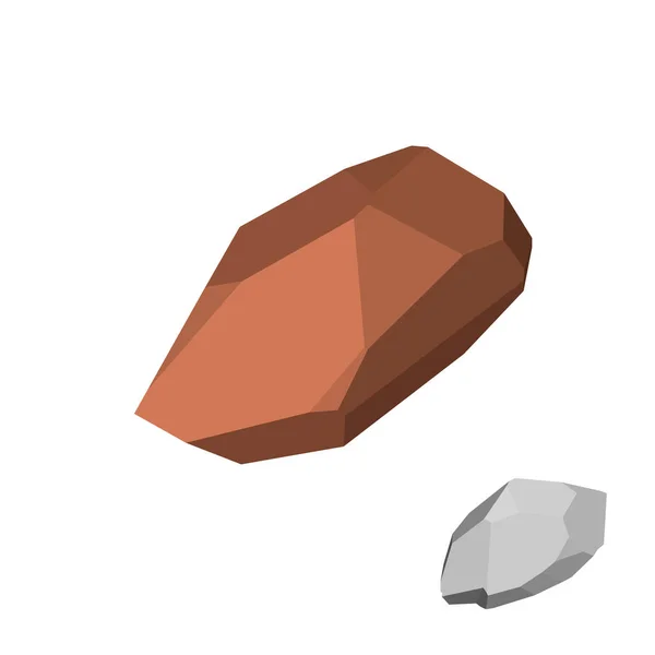 Pedra poligonal. Isolado em fundo branco. Vista isométrica . — Vetor de Stock