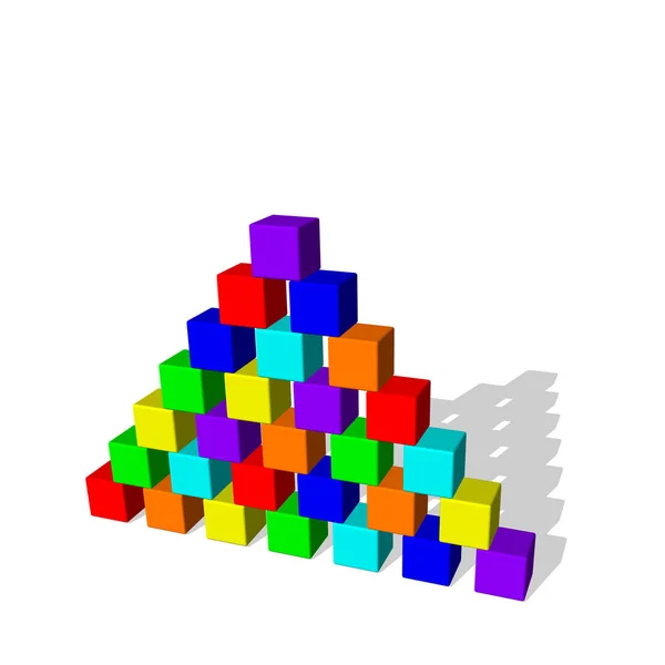 Pirâmide de blocos de construção de brinquedos. Ilustração colorida vetorial . — Vetor de Stock