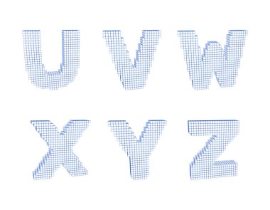 3D pixelated büyük harf ayarlayın. Vektör anahat çizim.