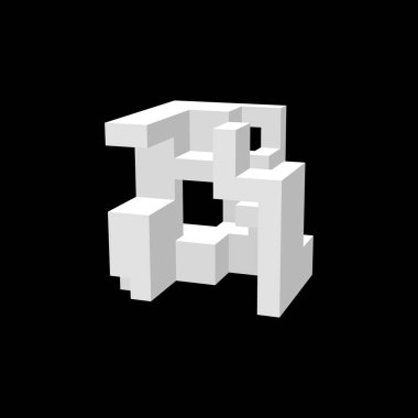 Soyut 3d inşaat. Siyah arka plan üzerine izole. Ben vektör