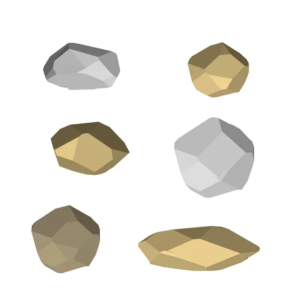 Juego de piedra poligonal. Aislado sobre fondo blanco. Vista superior . — Vector de stock