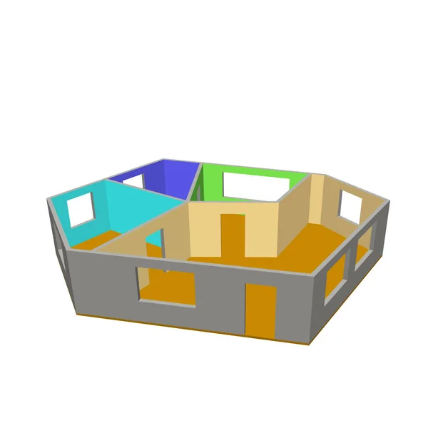 Leerer Raum plan.isolate auf weißem Hintergrund .3d Vektor illustrieren — Stockvektor