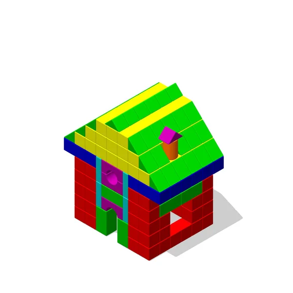 장난감 빌딩 블록에서 하우스입니다. 벡터 화려한 그림입니다. Iso — 스톡 벡터