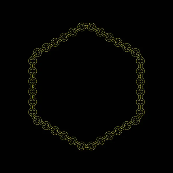 Ланцюгова рамка. Hexagon. Ізольовано на чорному тлі. Векторний контур — стоковий вектор
