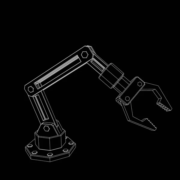 Roboterarm. isoliert auf schwarzem Hintergrund. Vektorskizze der Unlust — Stockvektor