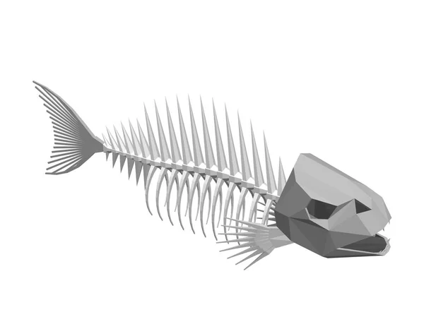 Esqueleto de peixe poligonal. Isolado em fundo branco.Vector doente —  Vetores de Stock
