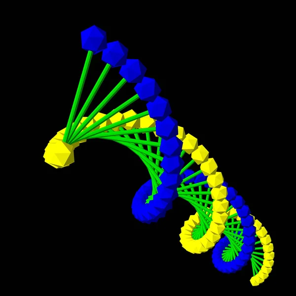 Абстрактная спираль ДНК. Изолированный на черном фоне. Векторная иллюзия — стоковый вектор