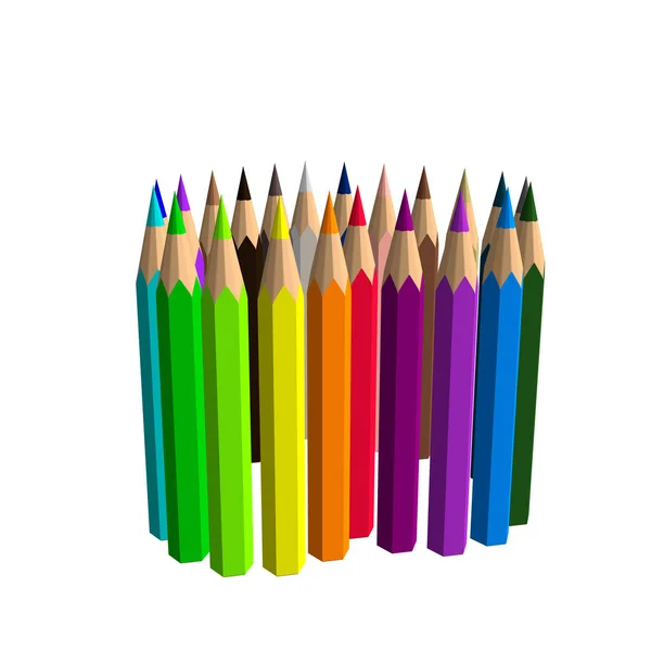 Lápices de colores. Aislado sobre fondo blanco. Vector colorido enfermo — Archivo Imágenes Vectoriales