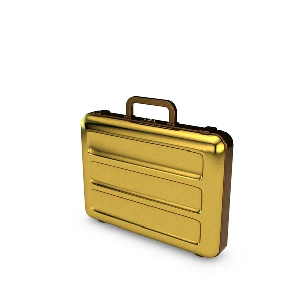 Metallic suitcase. Isolated on white background. 3D rendering il — Stock Photo, Image