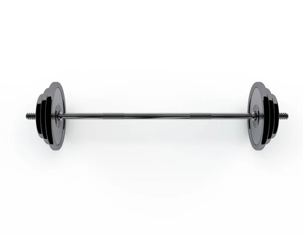 Metal barbell.Isolated on white background.Top view. — Stock Photo, Image