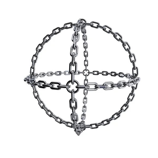 Sphere.3d işleme illüstrasyon şeklinde metal zincir.
