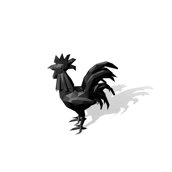 Polygonal cock.Isolated on white background.3D rendering illustr — Stock Photo, Image