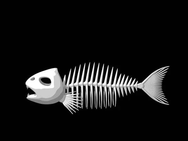 魚の骨格。黒の背景上に分離。3 d レンダリング イラスト — ストック写真