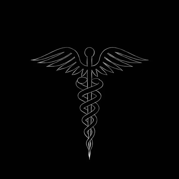 Medical symbol. Isolated on black background. Sketch illustratio — Stock Photo, Image