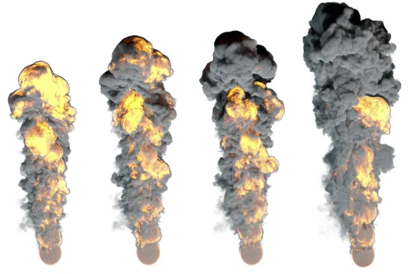 Estágios de explosão de fogo. Isolado em fundo branco . — Fotografia de Stock