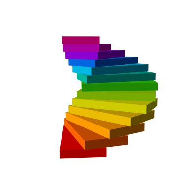 Döner merdiven. Beyaz background.3d vektör colorfu üzerinde izole