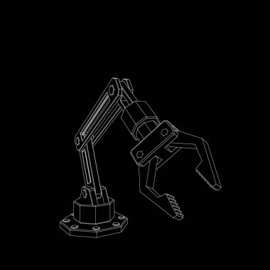 Robot kol. Siyah arka plan üzerine izole. Vektör anahat illust