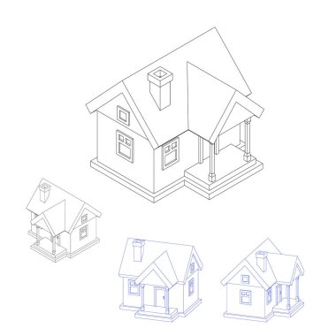 Ev modeli küme. Beyaz arka plan üzerinde izole. Vektör illustrati