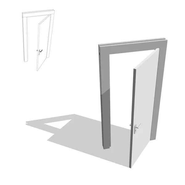 Abre la puerta. Aislado sobre fondo blanco. Ilustración vectorial 3d . — Vector de stock