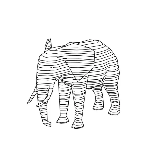 Abstract striped elephant. Isolated on white background. Vector — Stock Vector