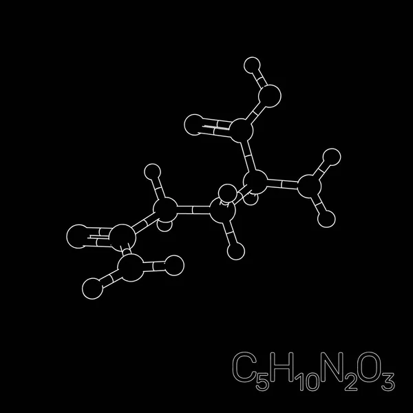 Molécula modelo de glutamina. Isolado em fundo preto. Vector o — Vetor de Stock