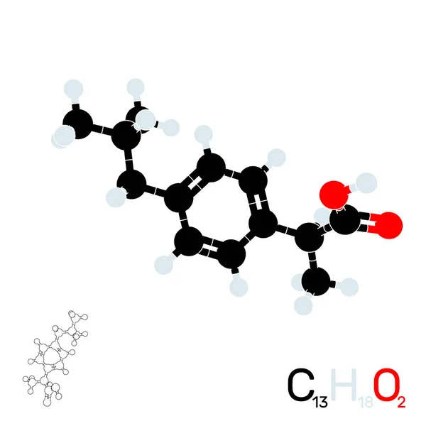 Molécula modelo de ibuprofeno. Isolado em fundo branco. Vetor i —  Vetores de Stock