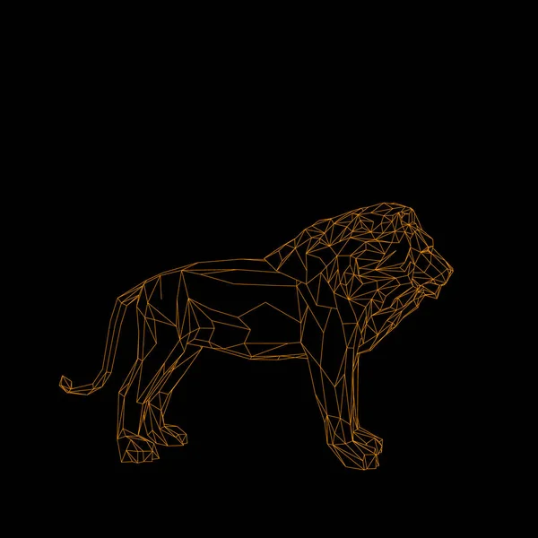 Lion abstrait. Isolé sur fond noir. Schéma vectoriel illu — Image vectorielle