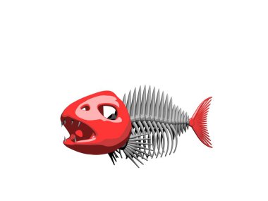 Balık iskeleti. Beyaz arka plan üzerinde izole. 3D render illust