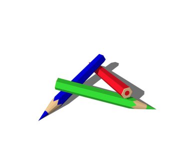 Renkli kalemler. Beyaz arka plan üzerinde izole. 3D render illust