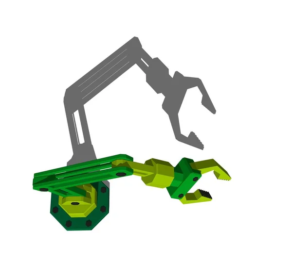 Roboterarm. isoliert auf weißem Hintergrund. 3D-Darstellung — Stockfoto