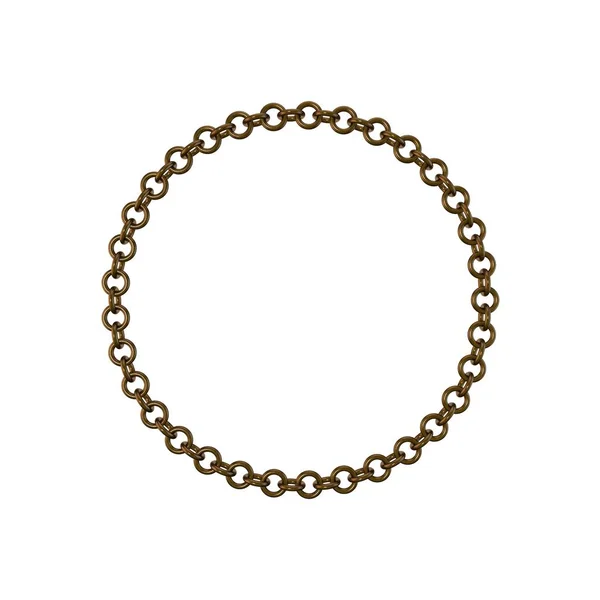 Bronze chain. Isolated on white background. Circle frame. — Stock Photo, Image