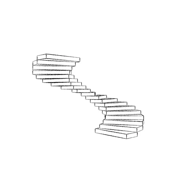 Spiral staircase. Isolated on white background. Sketch illustrat — Stock Photo, Image