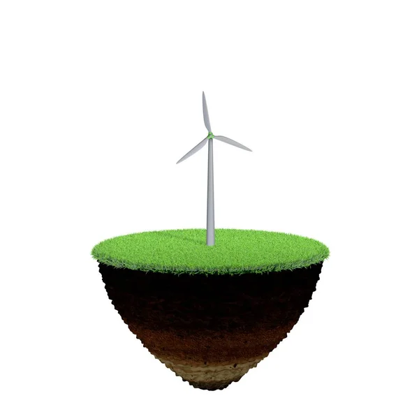 Tvärsnitt av marken med vindkraftverk. — Stockfoto