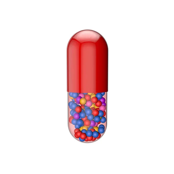 Pillola per le capsule. Isolato su sfondo bianco. 3D rendering illustr — Foto Stock