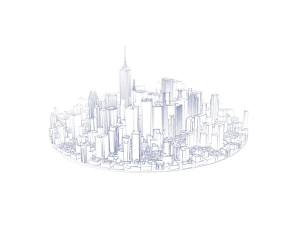 3D staden cirkel. Isolerade på vit bakgrund. Skiss illustration — Stockfoto
