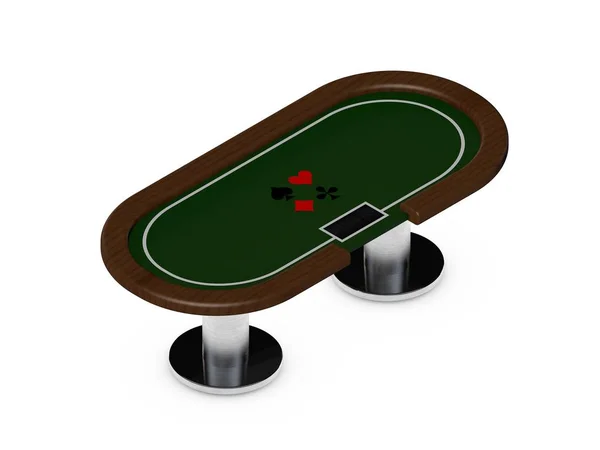 Mesa de póquer. Ilustración de representación 3D. Vista isométrica . —  Fotos de Stock
