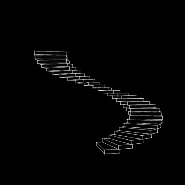 らせん階段です。黒の背景上に分離。スケッチ illustrat — ストック写真