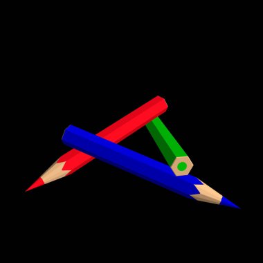 Renkli kalemler. Siyah arka plan üzerine izole. Vektör renkli hasta