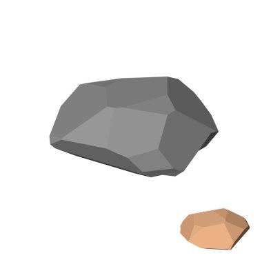 Poligonal taş. Beyaz arka plan üzerinde izole. İzometrik görünümü.