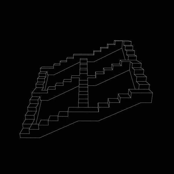 Escalier. Isolé sur fond noir. Illustrat de contour vectoriel — Image vectorielle