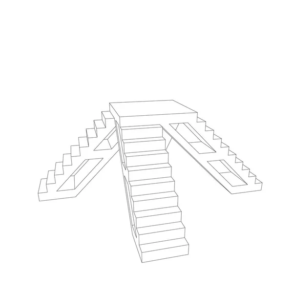Pedestal com degraus. Isolado em fundo branco. Outlin vetorial —  Vetores de Stock